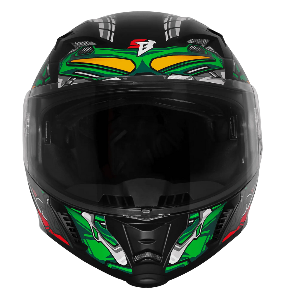 Steelbird Sba 20 Robo Black Green Full Face Helmet