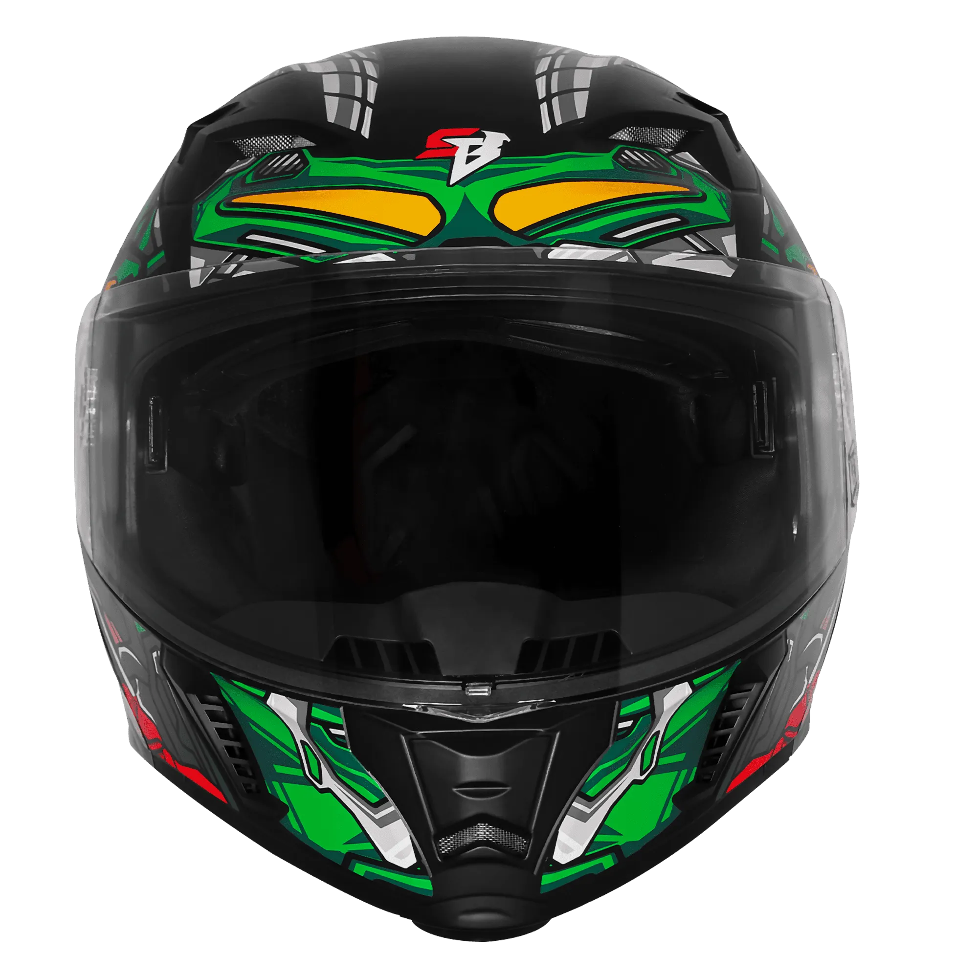 Steelbird Sba 20 Robo Black Green Full Face Helmet