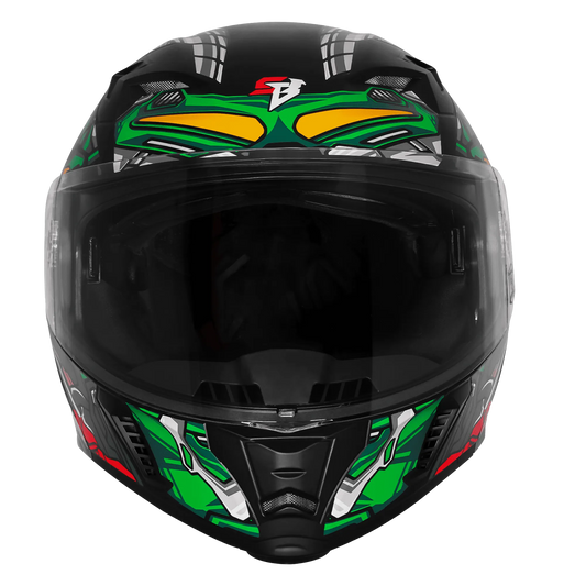 Steelbird Sba 20 Robo Black Green Full Face Helmet