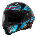 Steelbird Sba 20 Robo Black Jazz Blue Full Face Helmet