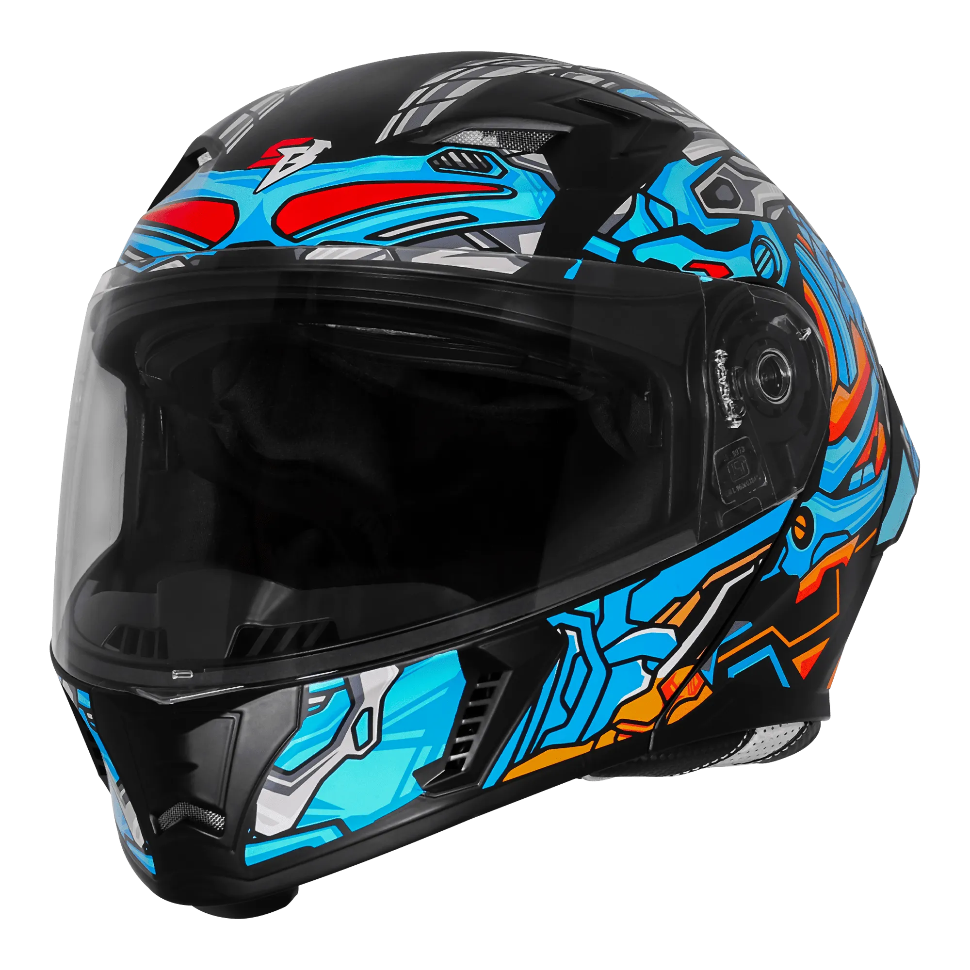Steelbird Sba 20 Robo Black Jazz Blue Full Face Helmet