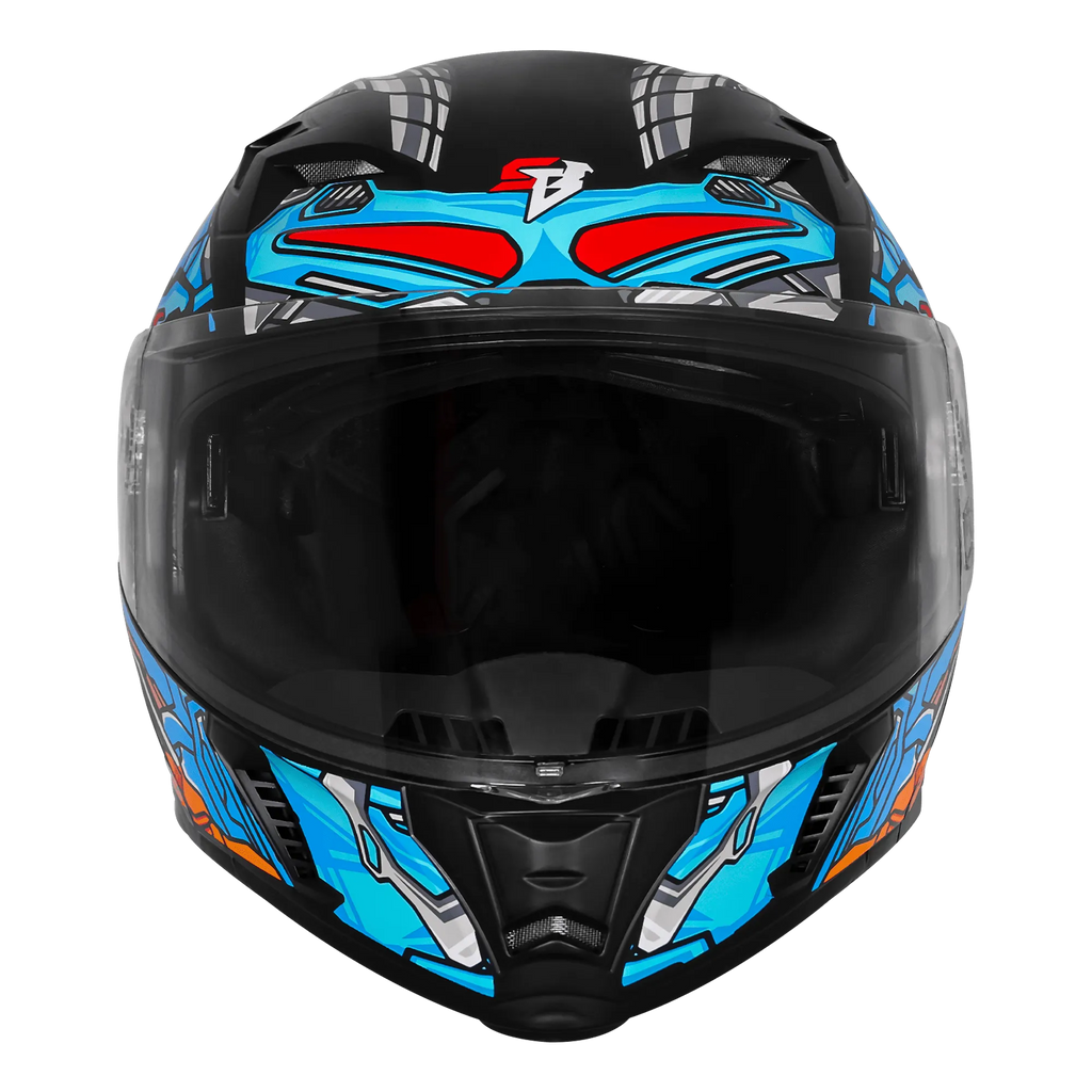 Steelbird Sba 20 Robo Black Jazz Blue Full Face Helmet