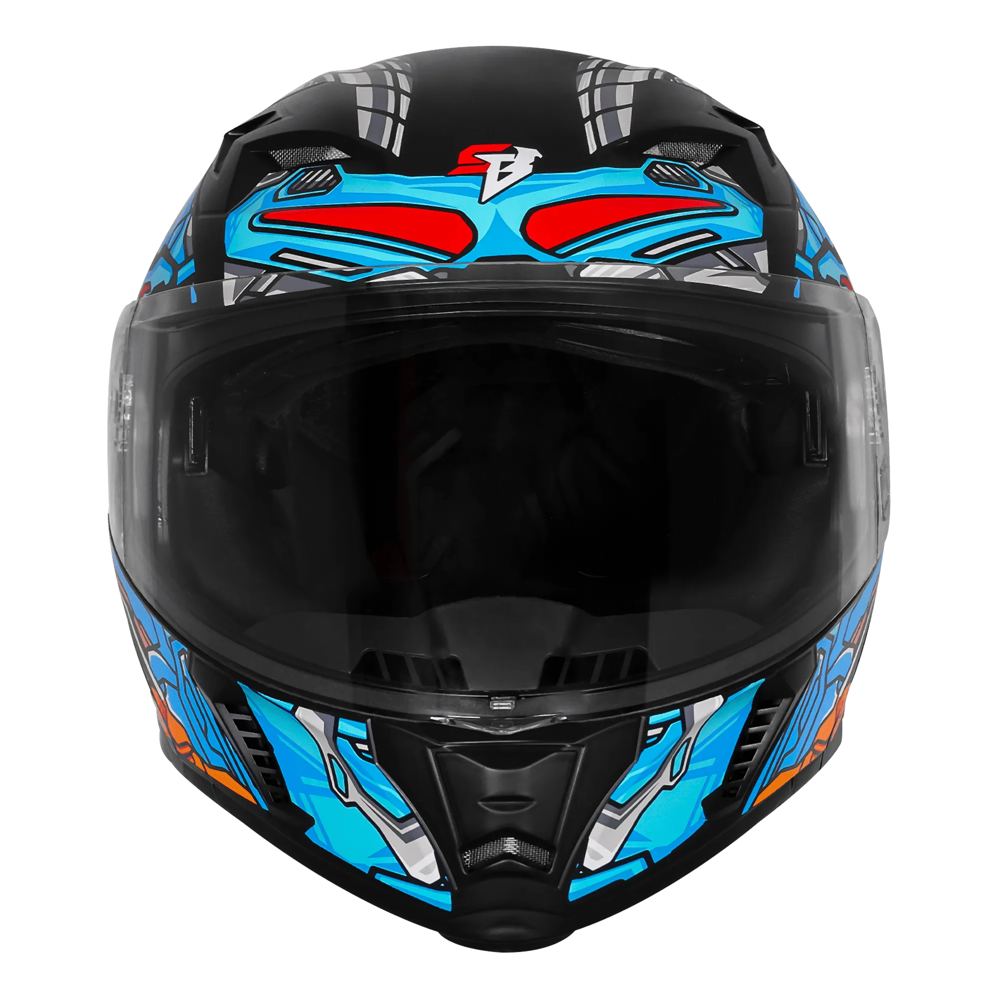 Steelbird Sba 20 Robo Black Jazz Blue Full Face Helmet