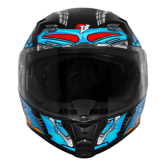 Steelbird Sba 20 Robo Black Jazz Blue Full Face Helmet