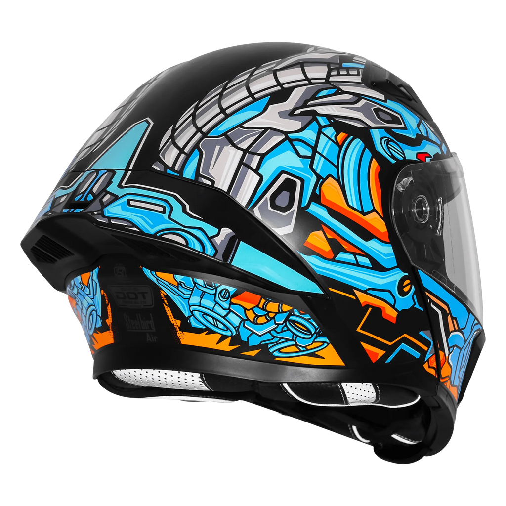 Steelbird Sba 20 Robo Black Jazz Blue Full Face Helmet