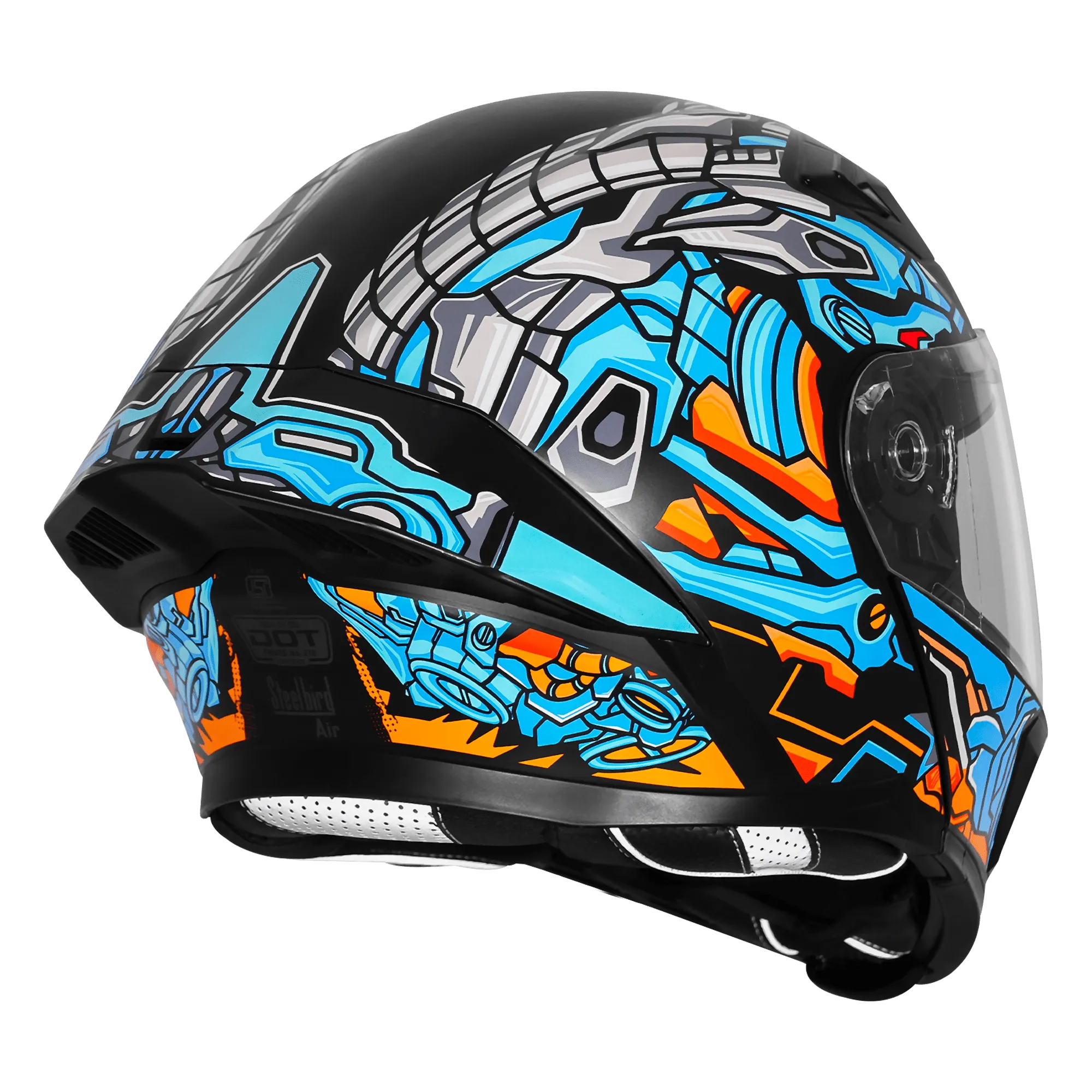 Steelbird Sba 20 Robo Black Jazz Blue Full Face Helmet