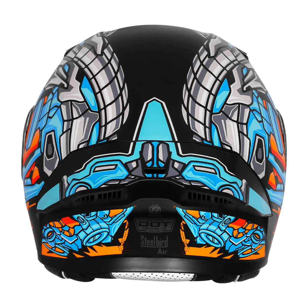 Steelbird Sba 20 Robo Black Jazz Blue Full Face Helmet