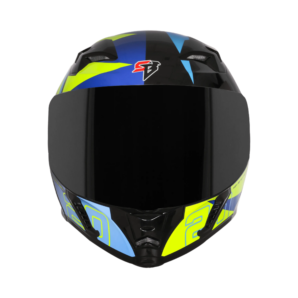 STEELBIRD Sba 20 Star Black Blue Full Face Helmet