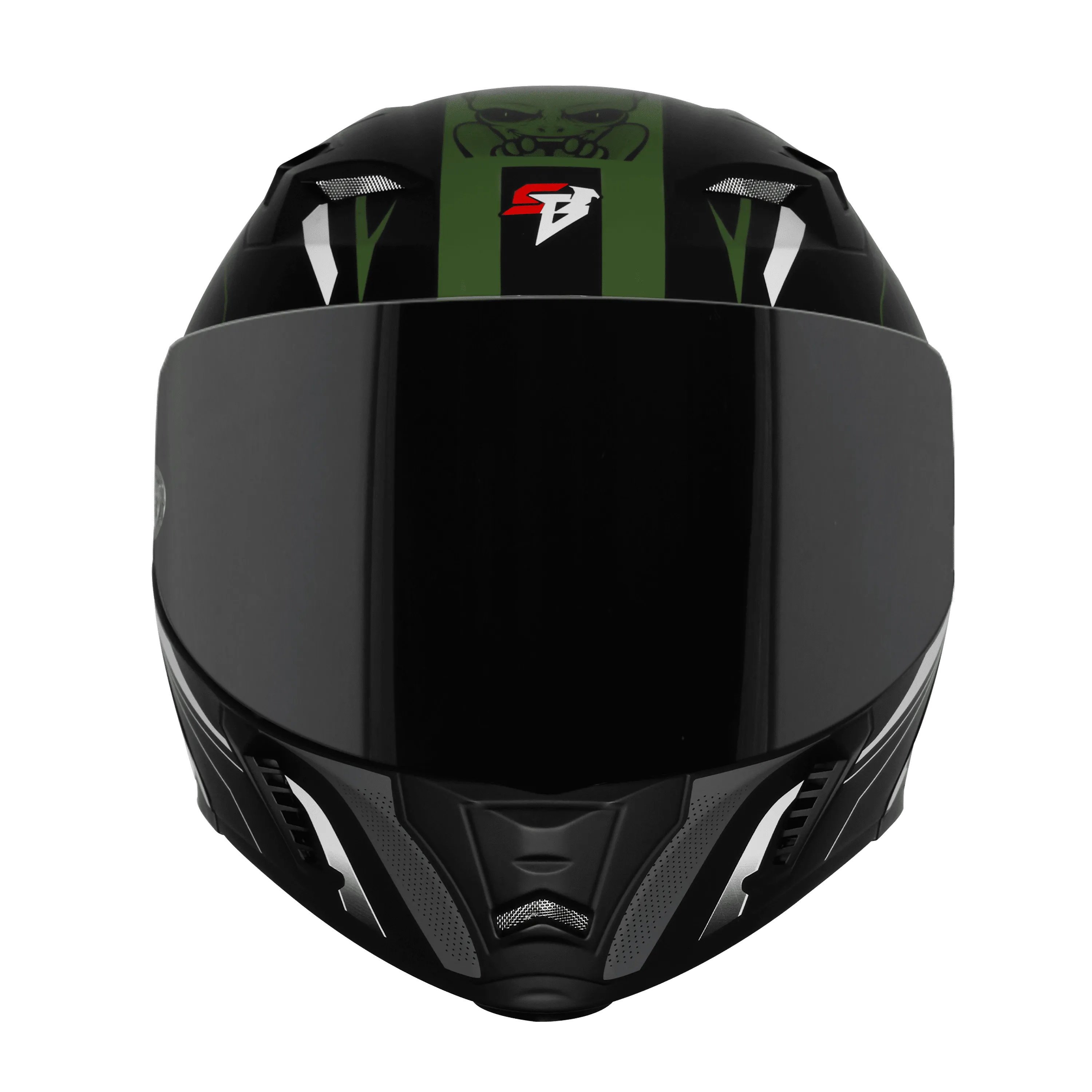 Steelbird Sba 20 Strance black Battle Green Flip Up Helmet
