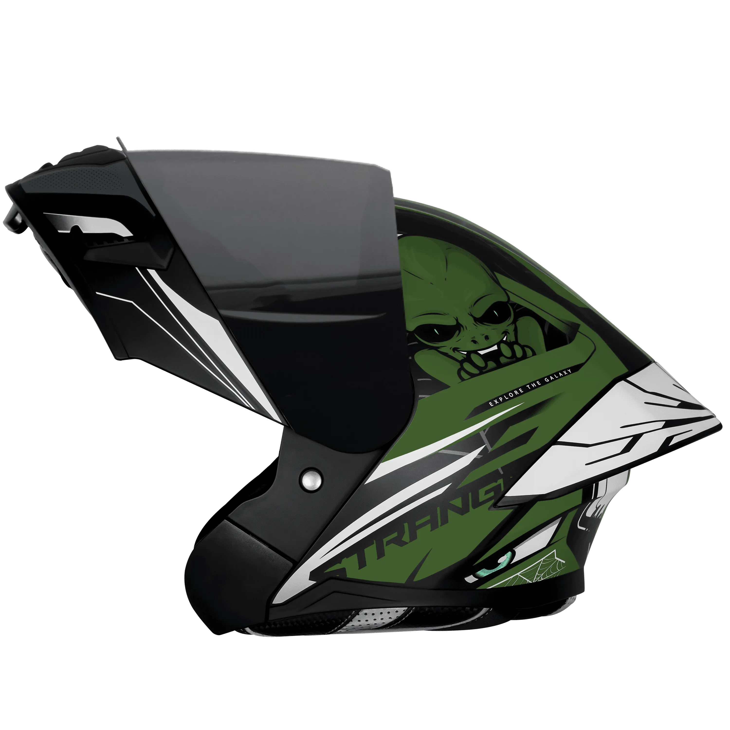 Steelbird Sba 20 Strance black Battle Green Flip Up Helmet