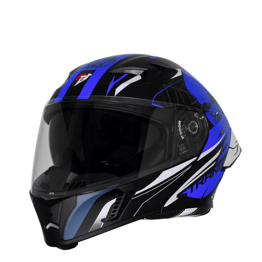 Steelbird Sba 20 Strance Black Blue Flip Up Helmet
