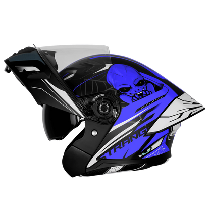 Steelbird Sba 20 Strance Black Blue Flip Up Helmet