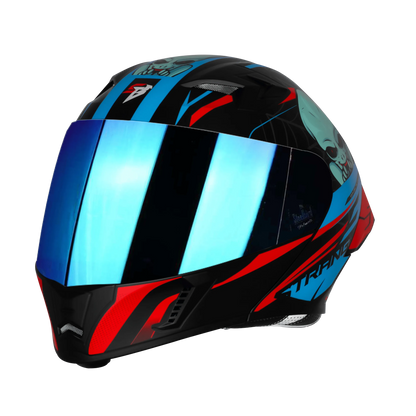 Steelbird Sba 20 Strance Black Cyan Green flip up helmet