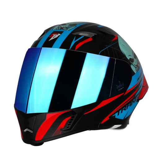 Steelbird Sba 20 Strance Black Cyan Green flip up helmet