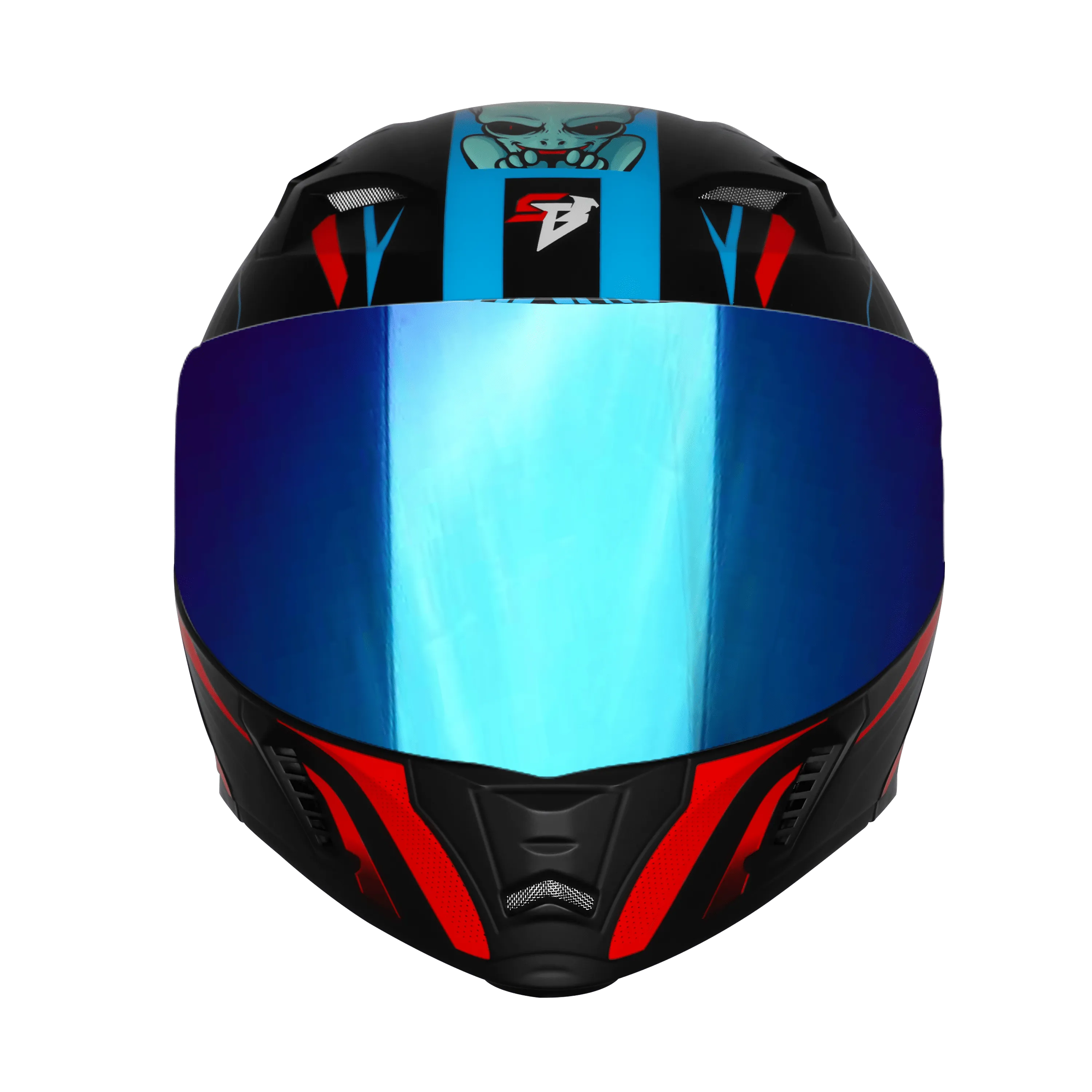 Steelbird Sba 20 Strance Black Cyan Green flip up helmet