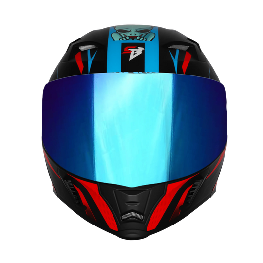 Steelbird Sba 20 Strance Black Cyan Green flip up helmet
