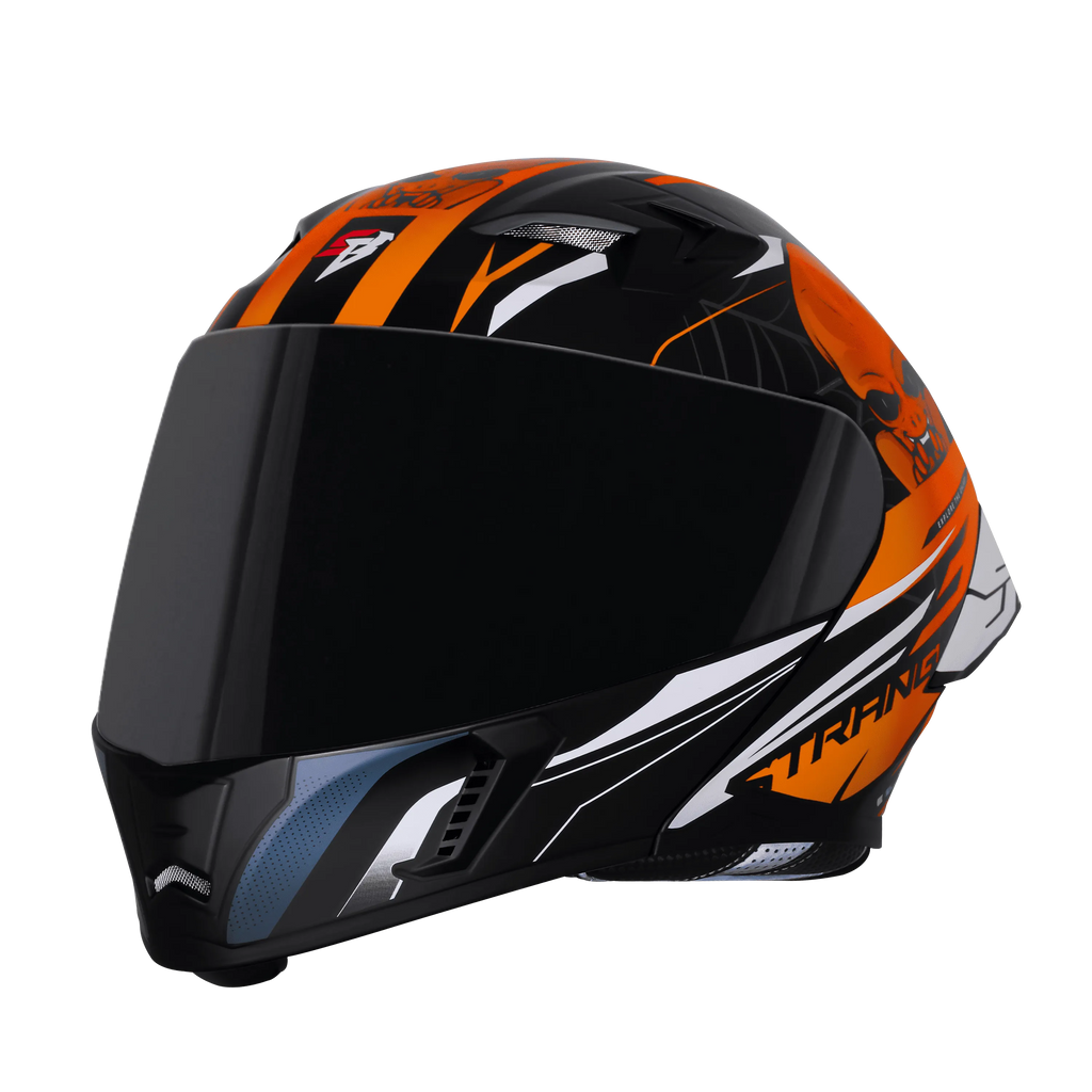 Steelbird Sba 20 Strance Black Orange Flip Up Helmet