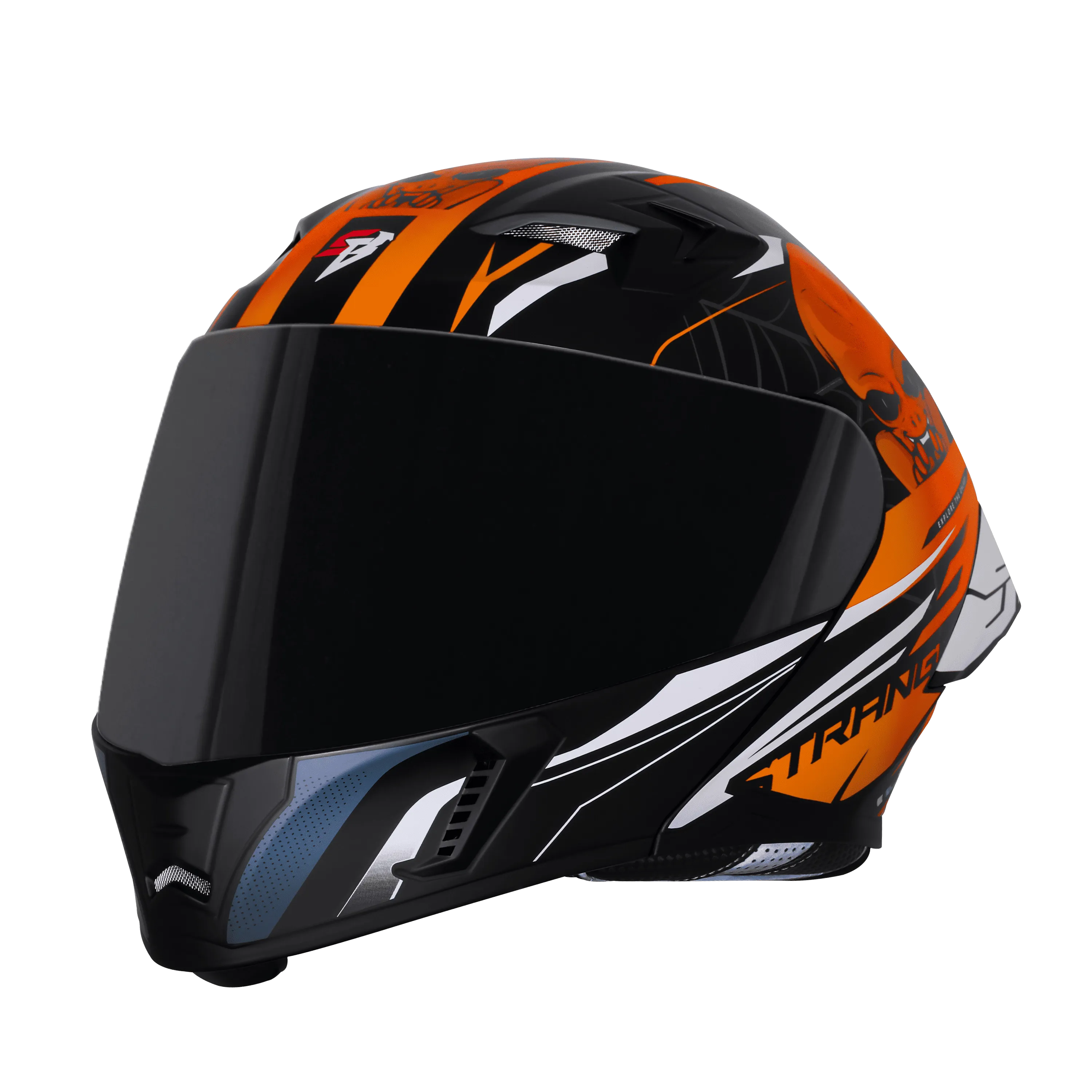 Steelbird Sba 20 Strance Black Orange Flip Up Helmet