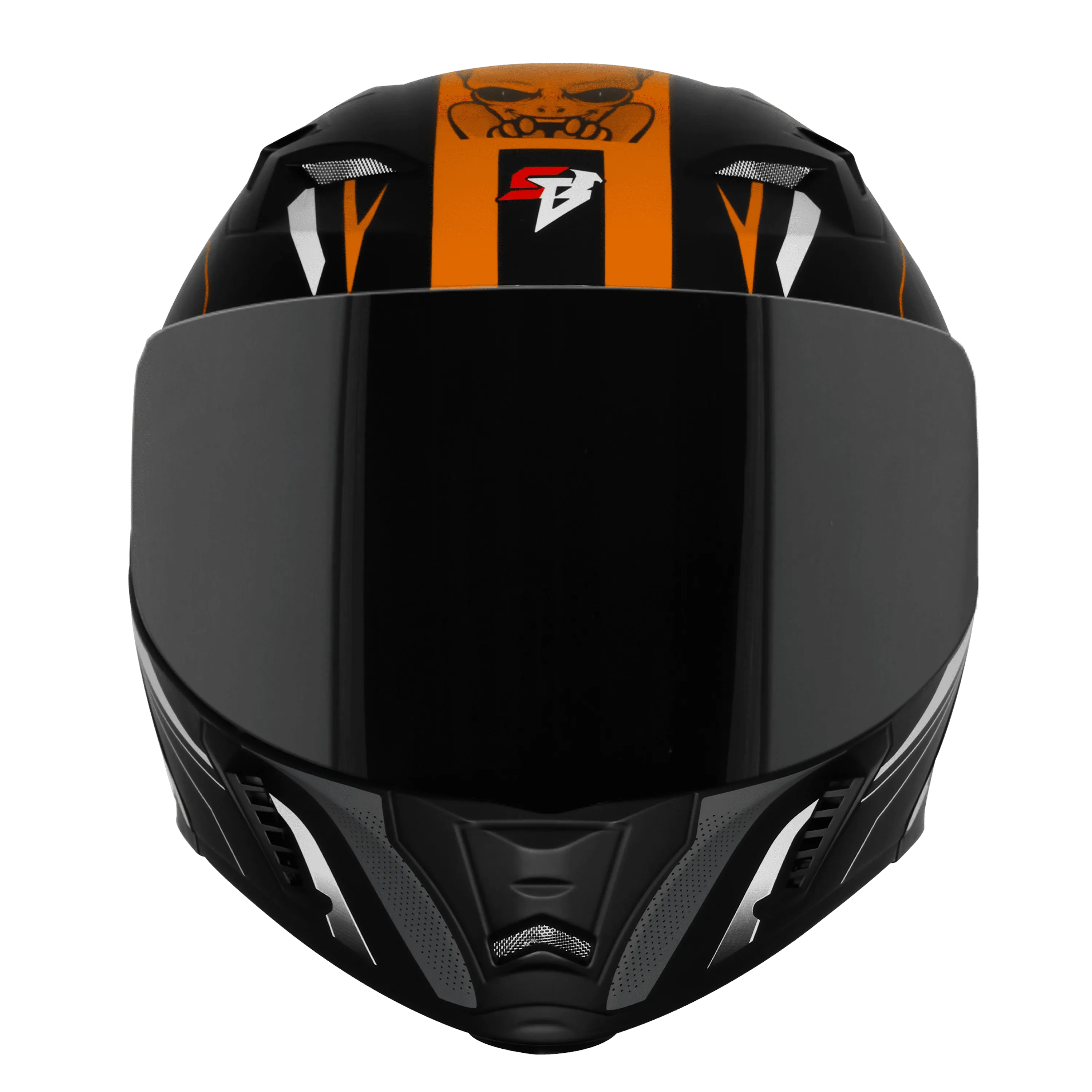 Steelbird Sba 20 Strance Black Orange Flip Up Helmet