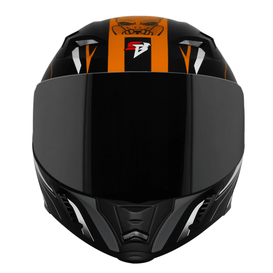Steelbird Sba 20 Strance Black Orange Flip Up Helmet