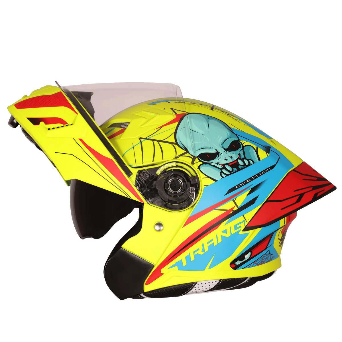 Steelbird Sba 20 Strance Fluo Neon With Cyan Green flip up helmet