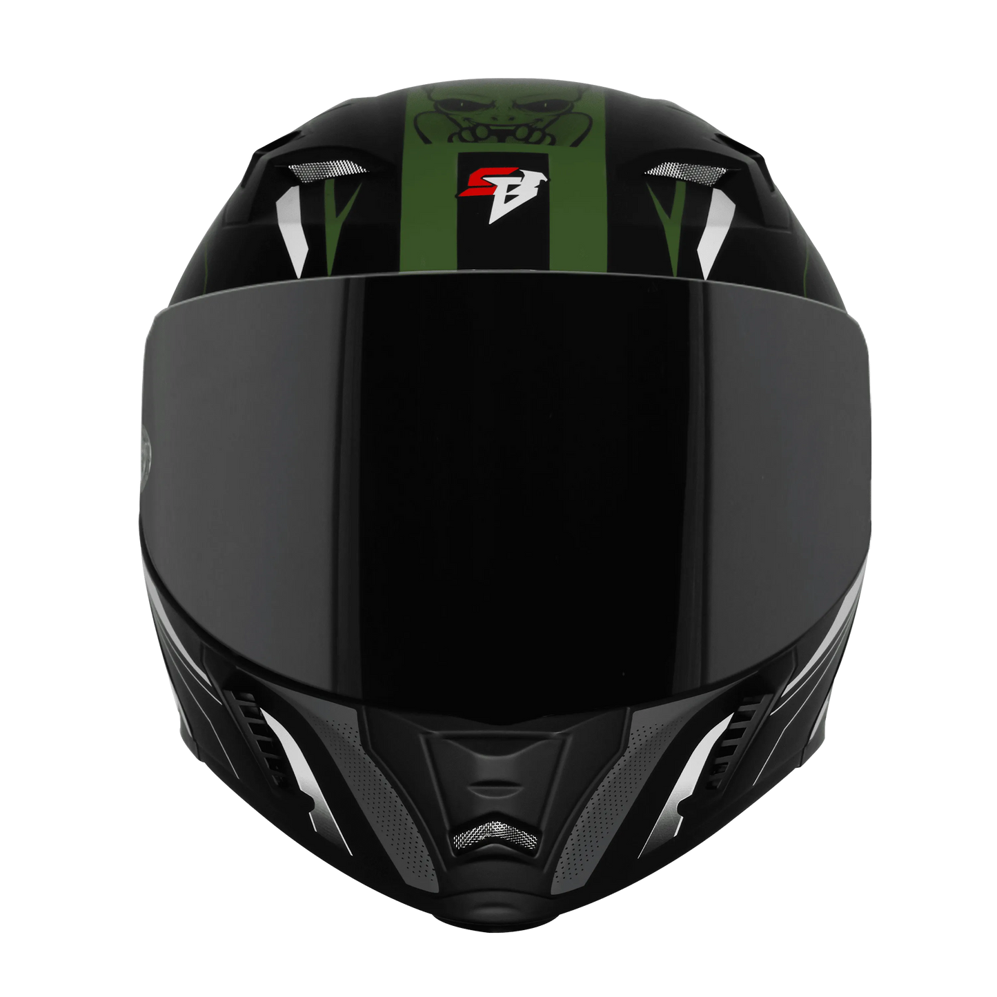 Steelbird Sba 20 Strance Matt Black Battle Green Flip Up Helmet