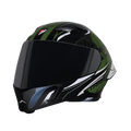 Steelbird Sba 20 Strange Black Battle Green Flip Up Helmet