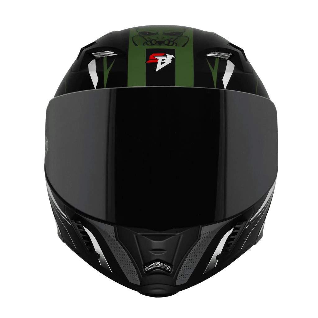 Steelbird Sba 20 Strange Black Battle Green Flip Up Helmet