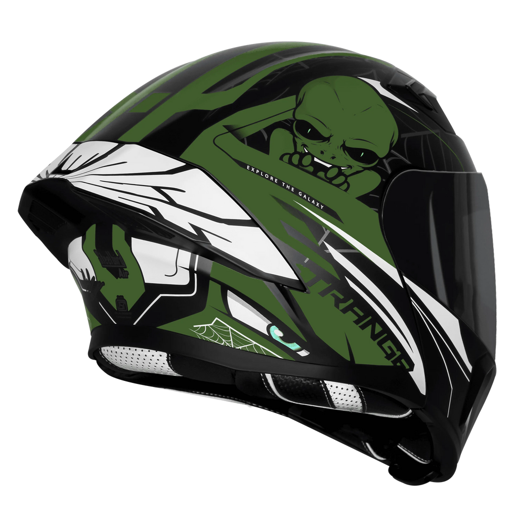 Steelbird Sba 20 Strange Black Battle Green Flip Up Helmet