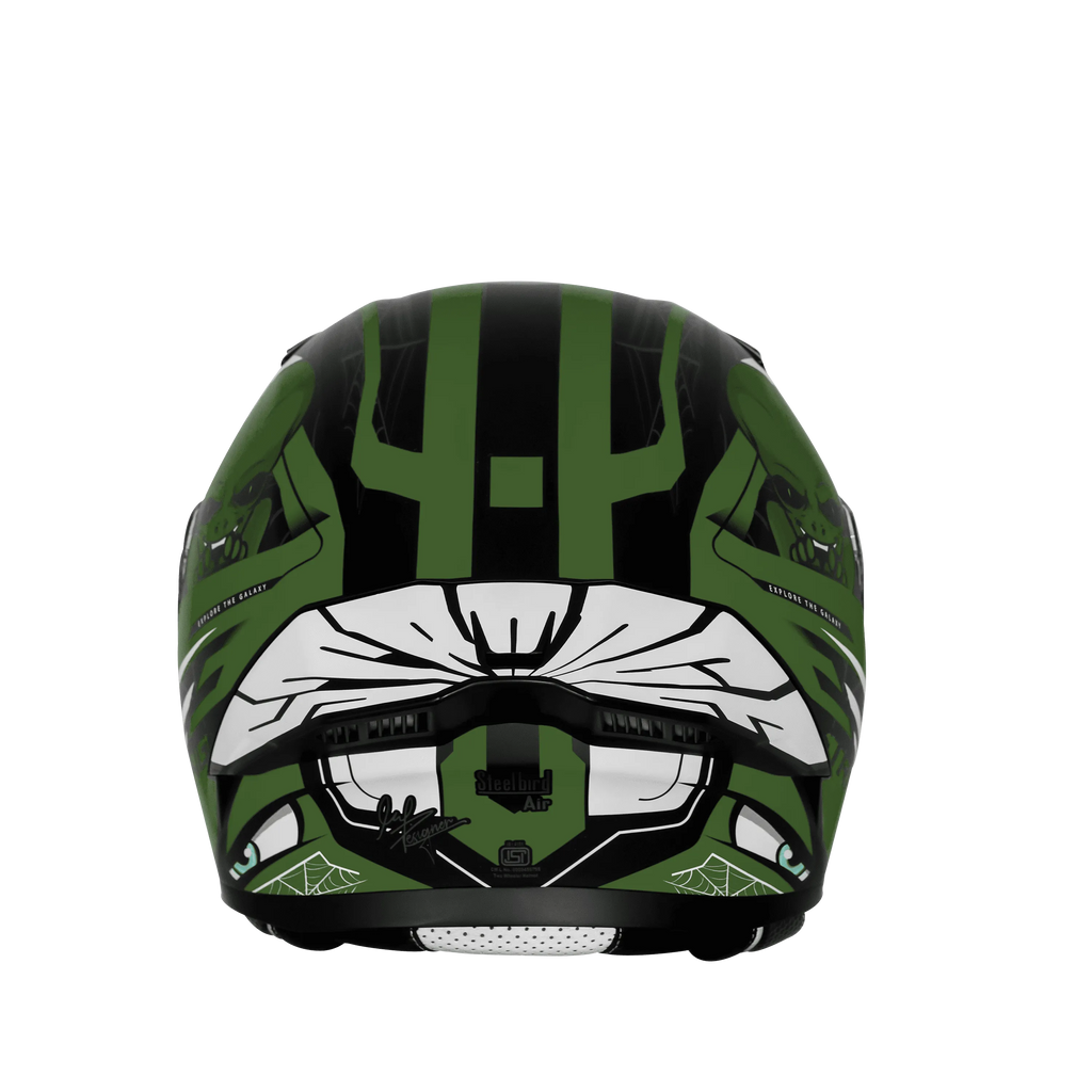 Steelbird Sba 20 Strange Black Battle Green Flip Up Helmet