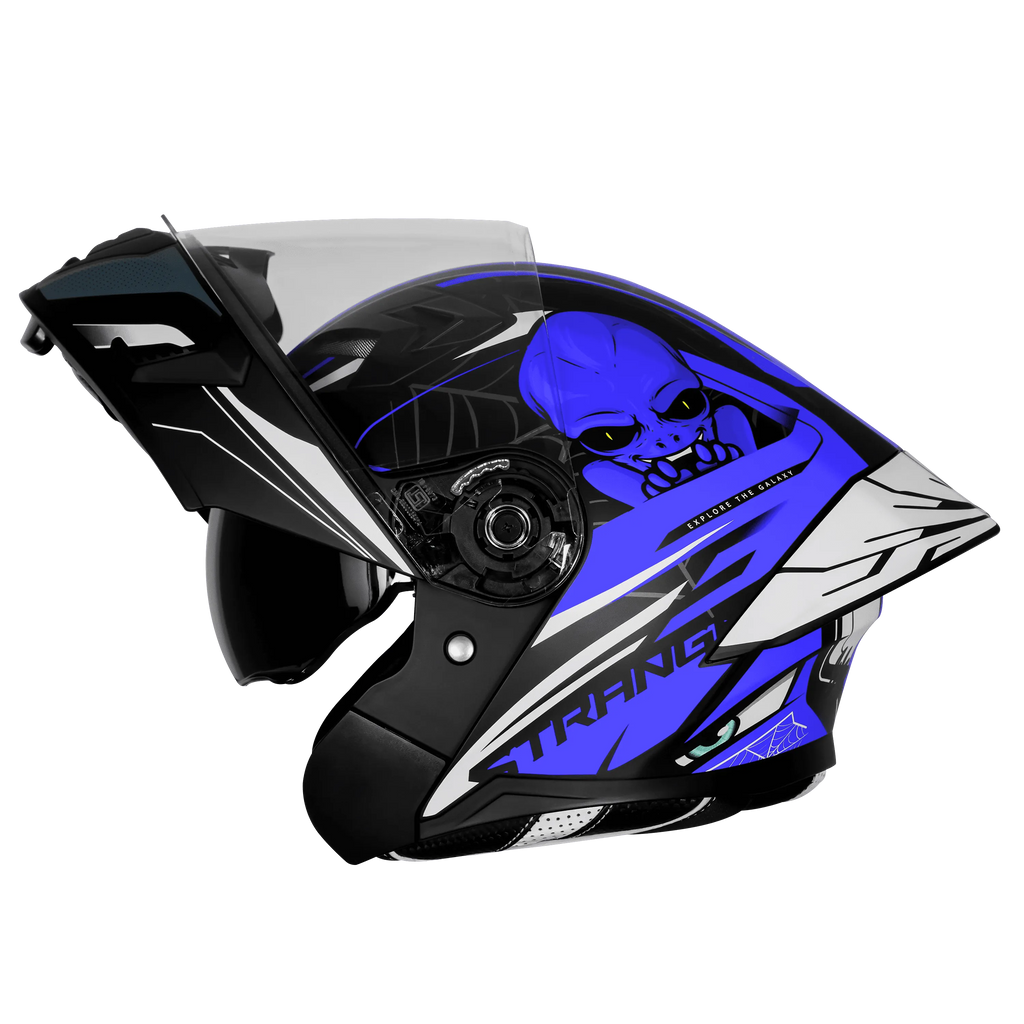 Steelbird Sba 20 Strange Black Blue Flip Up Helmet