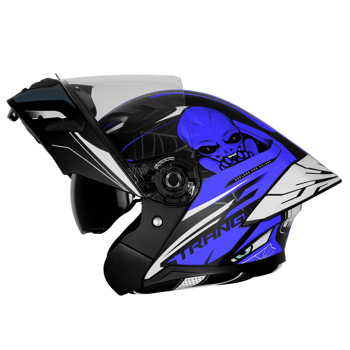 Steelbird Sba 20 Strange Black Blue Flip Up Helmet