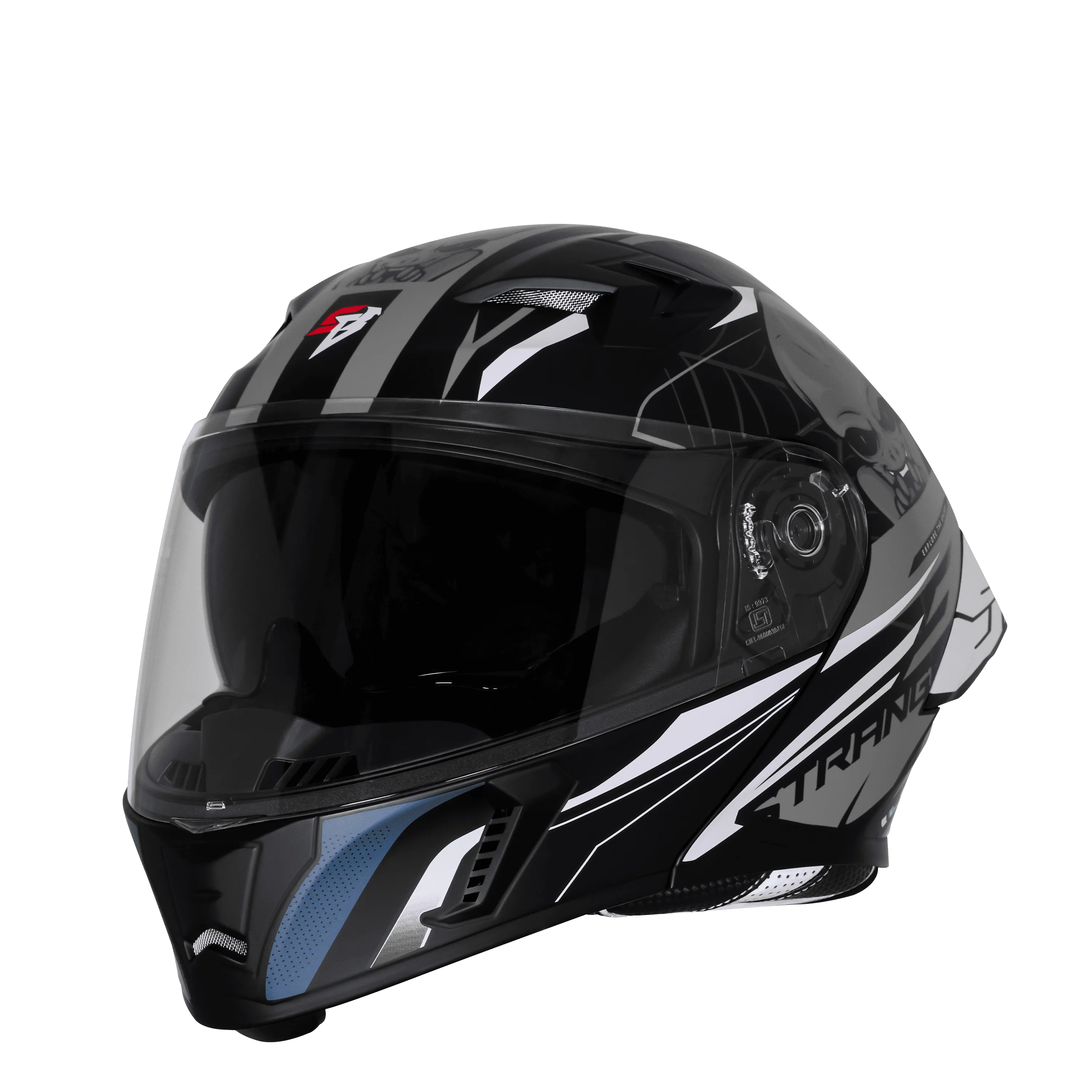 Steelbird Sba 20 Strange Black Gray Full Face Helmet