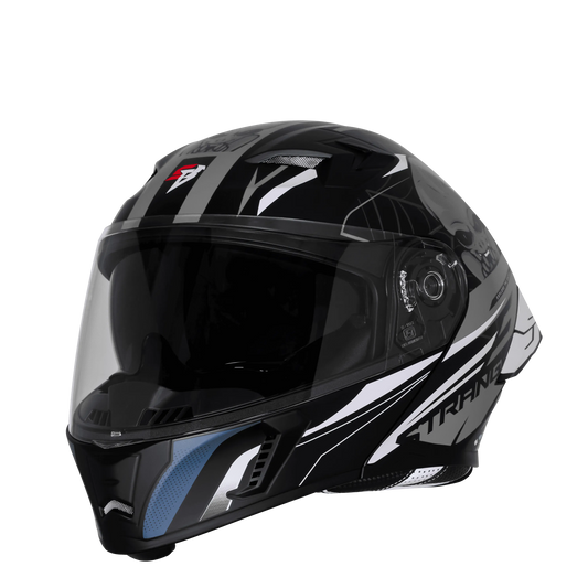 Steelbird Sba 20 Strange Black Gray Full Face Helmet