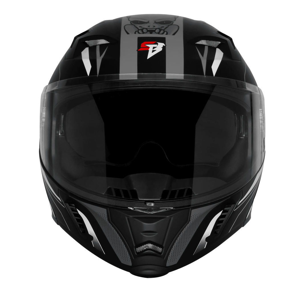 Steelbird Sba 20 Strange Black Gray Full Face Helmet