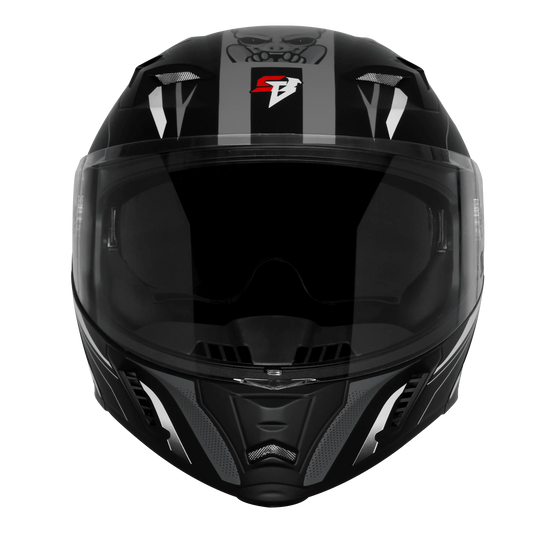 Steelbird Sba 20 Strange Black Gray Full Face Helmet