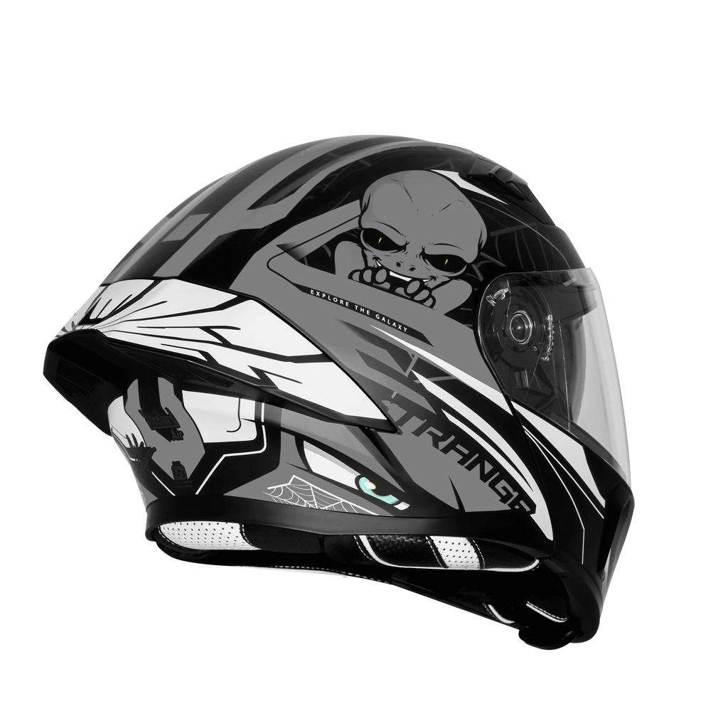 Steelbird Sba 20 Strange Black Gray Full Face Helmet
