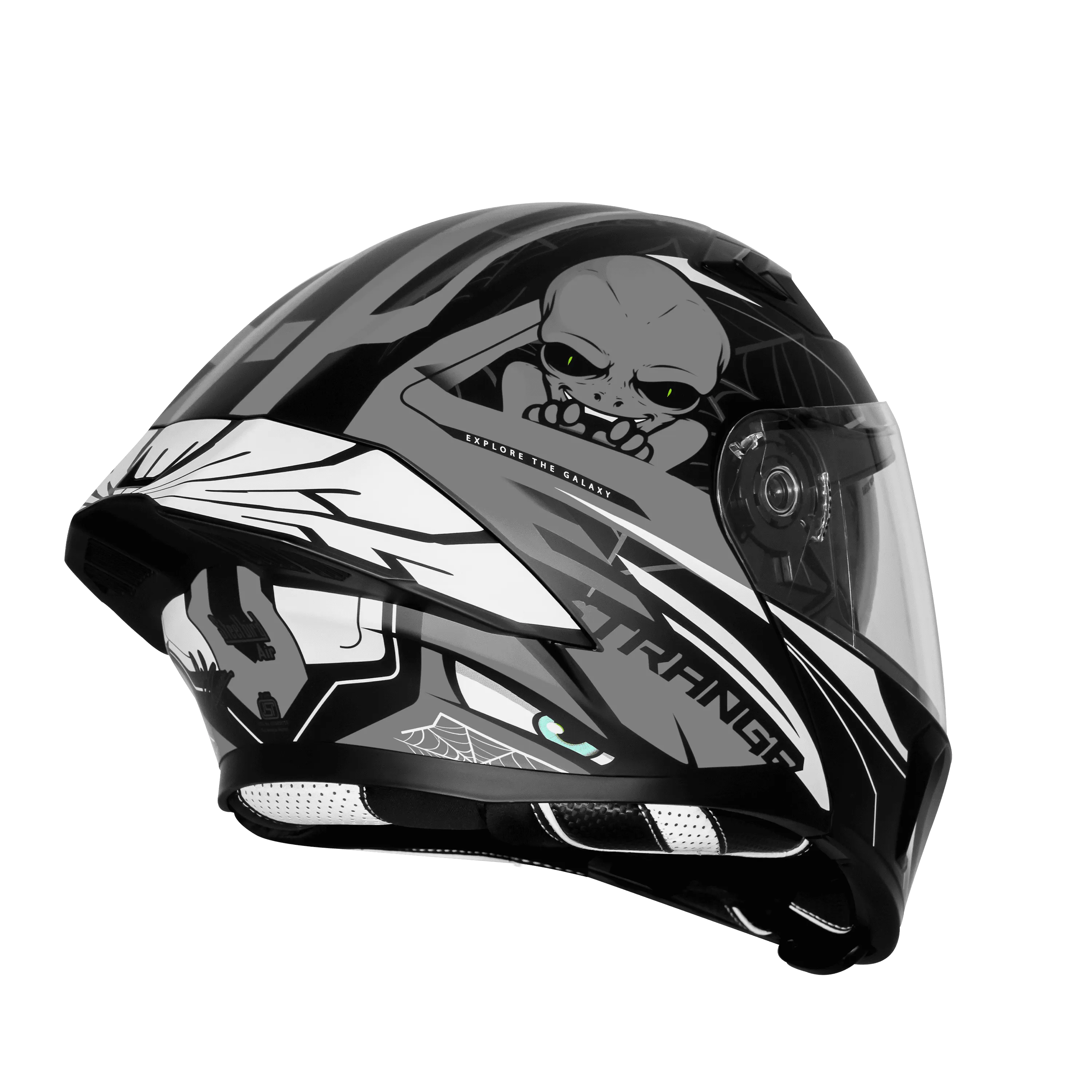 Steelbird Sba 20 Strange Black Gray Full Face Helmet