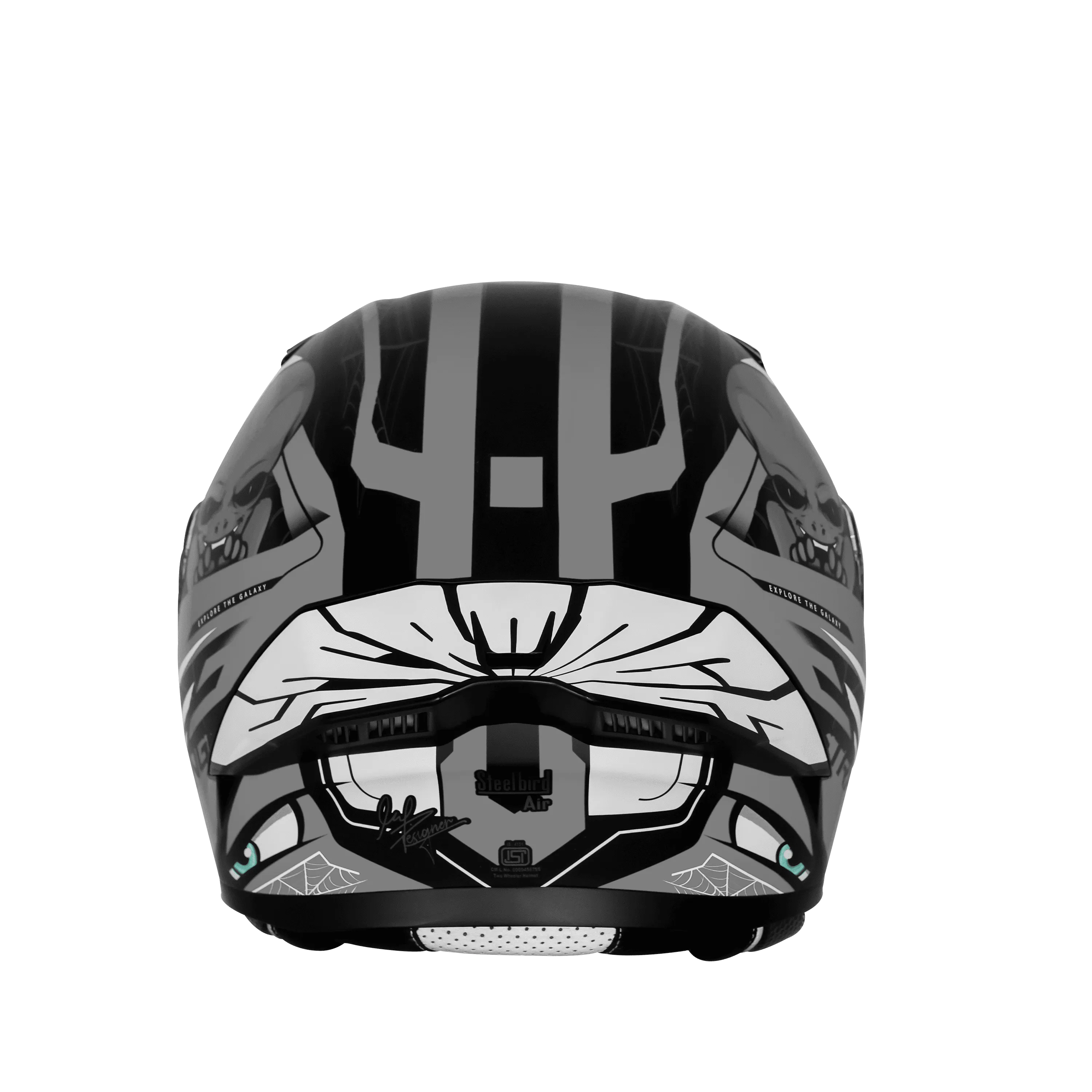 Steelbird Sba 20 Strange Black Gray Full Face Helmet
