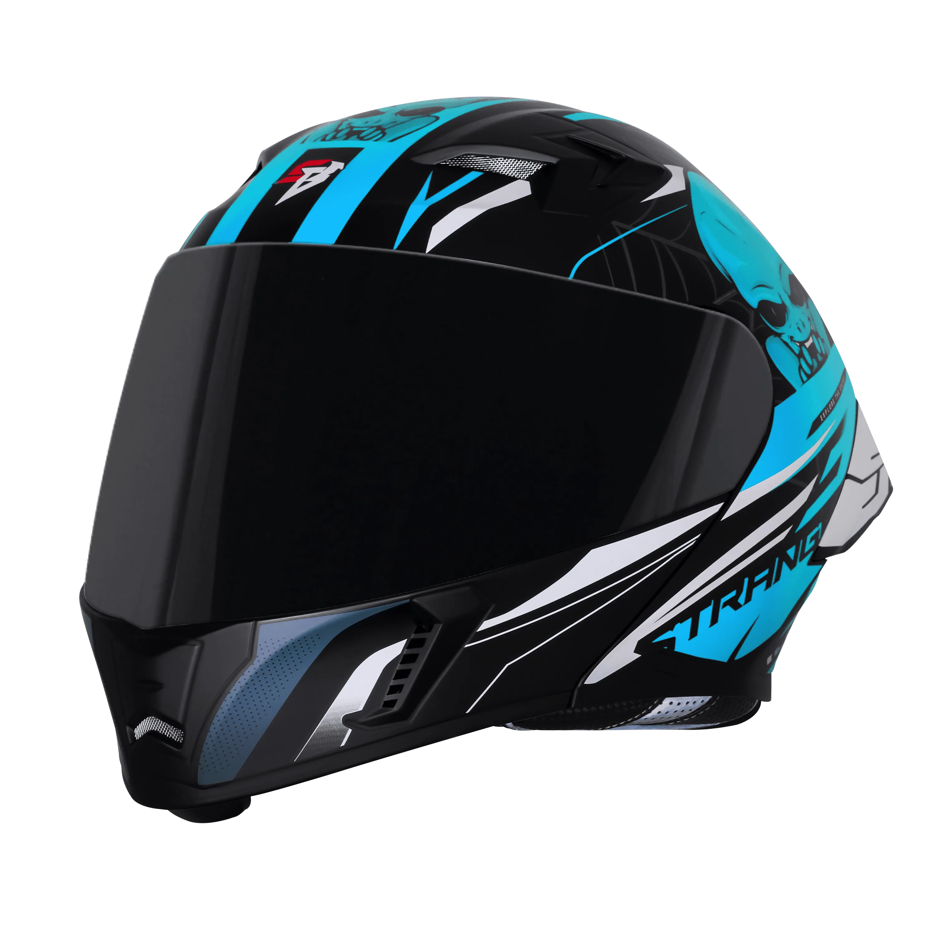 Steelbird Sba 20 Strange Black Jazz Blue Flip Up Helmet