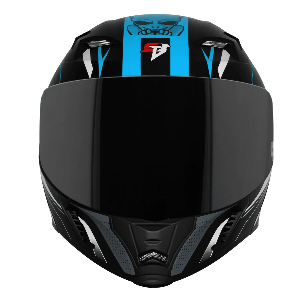 Steelbird Sba 20 Strange Black Jazz Blue Flip Up Helmet