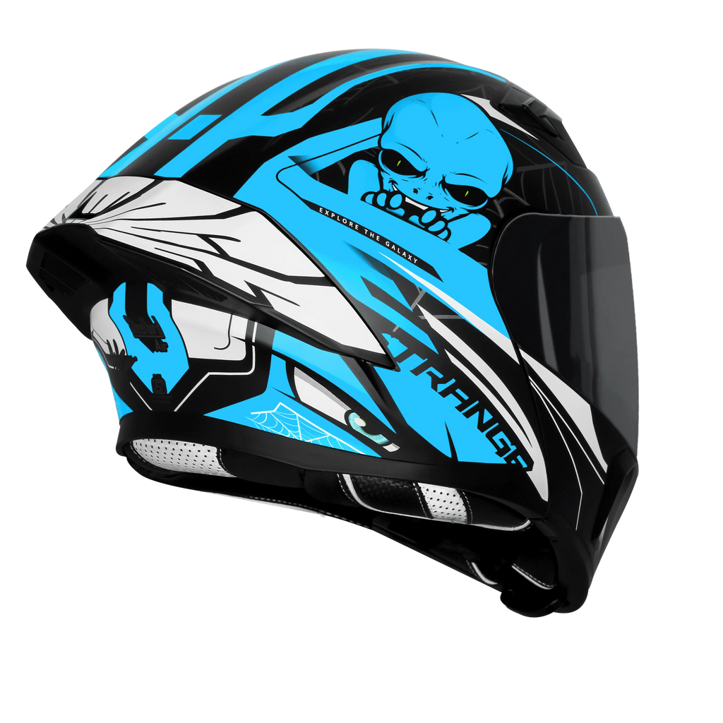 Steelbird Sba 20 Strange Black Jazz Blue Flip Up Helmet