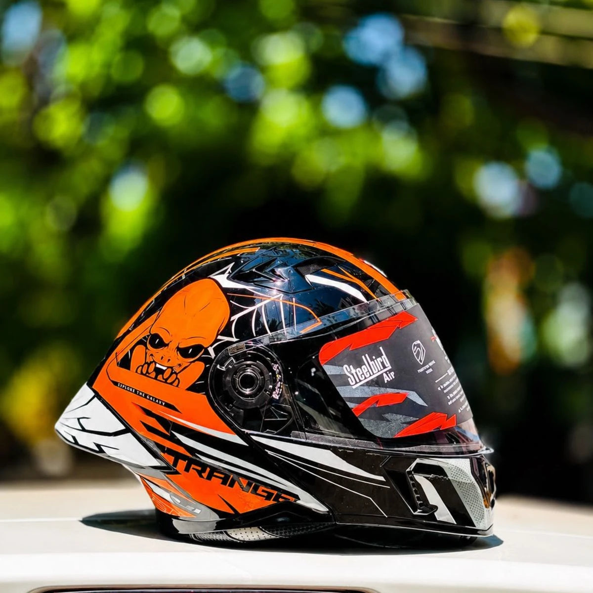 Steelbird Sba 20 Strange Black Orange Flip Up Helmet