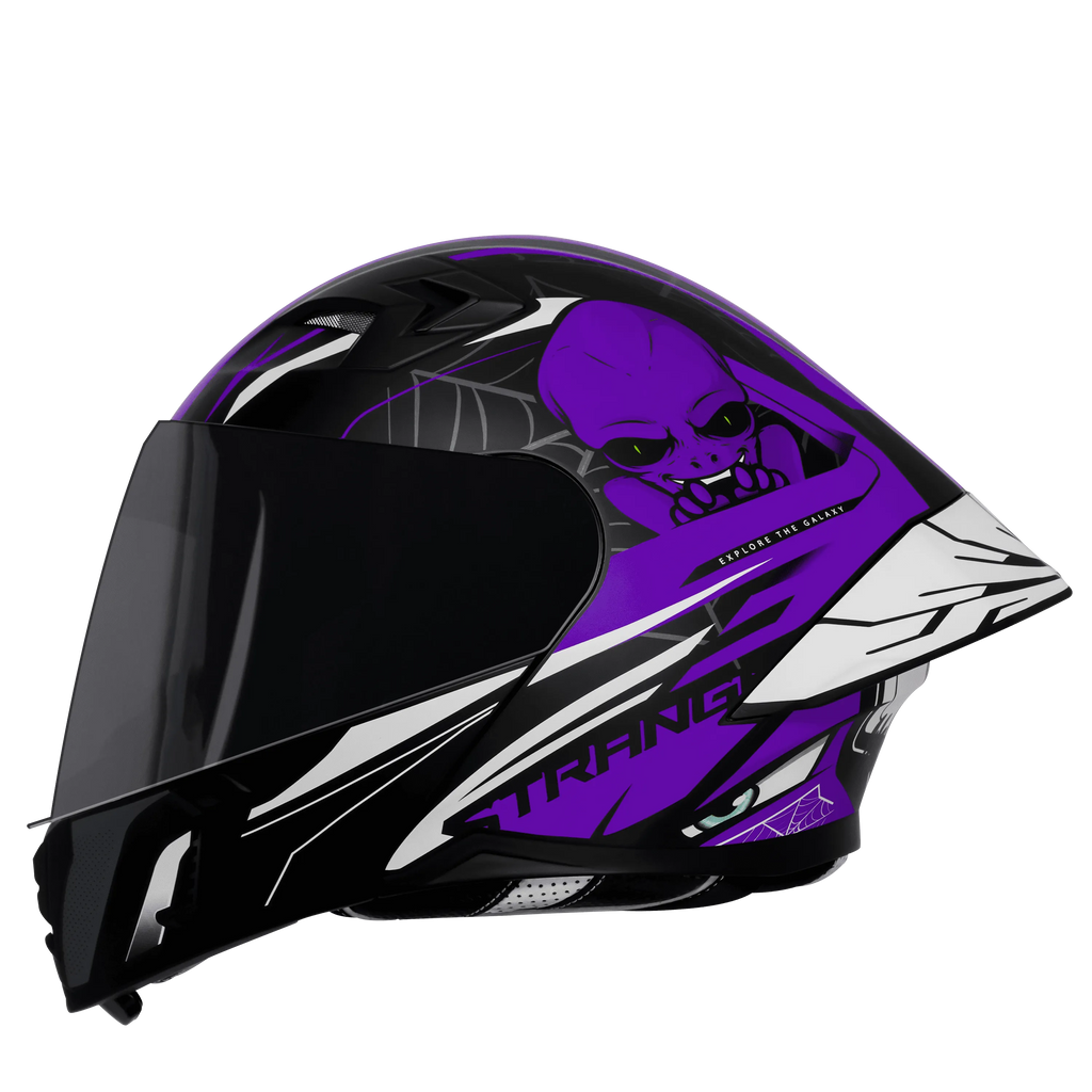 Steelbird Sba 20 Strange Black Purple Flip Up Helmet