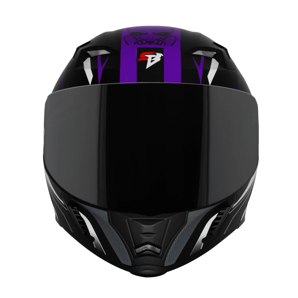 Steelbird Sba 20 Strange Black Purple Flip Up Helmet