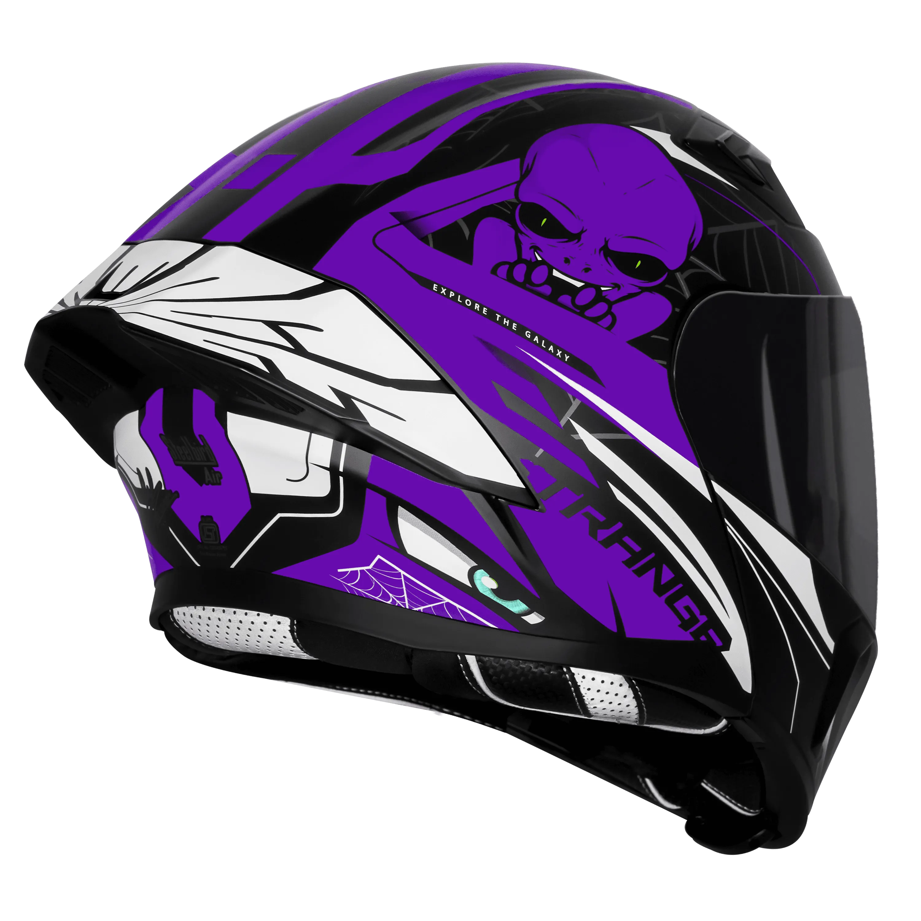 Steelbird Sba 20 Strange Black Purple Flip Up Helmet
