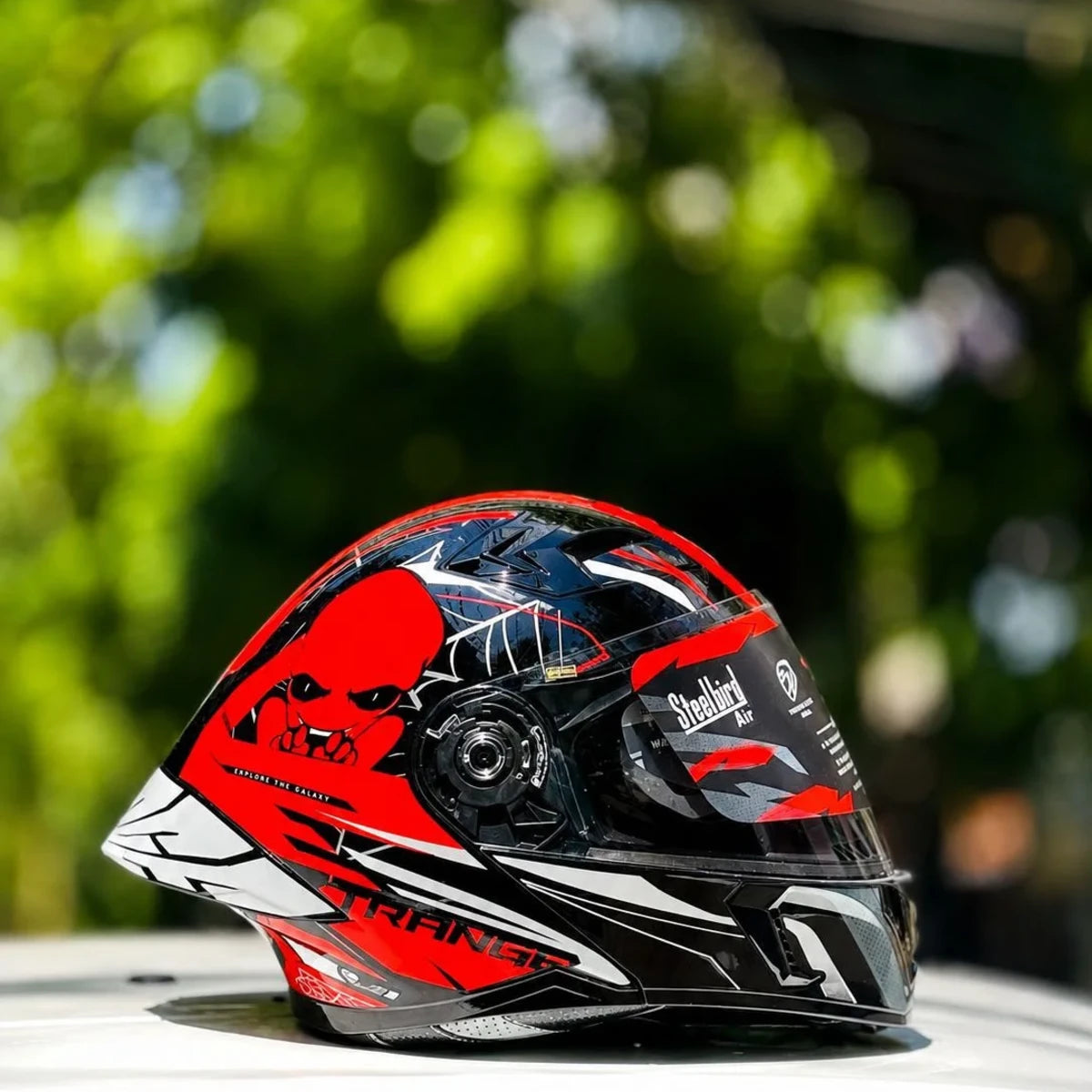 Steelbird Sba 20 Strange Black Red Flip Up Helmet