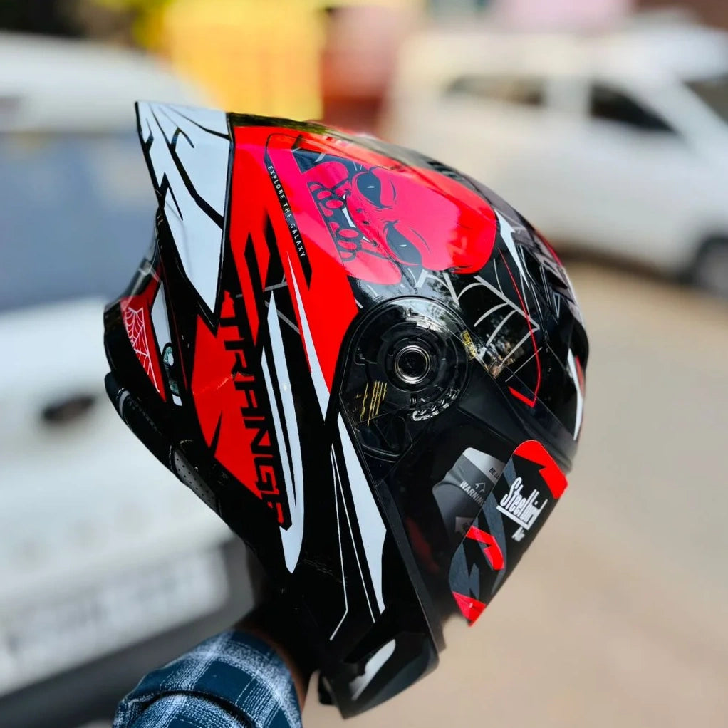 Steelbird Sba 20 Strange Black Red Flip Up Helmet