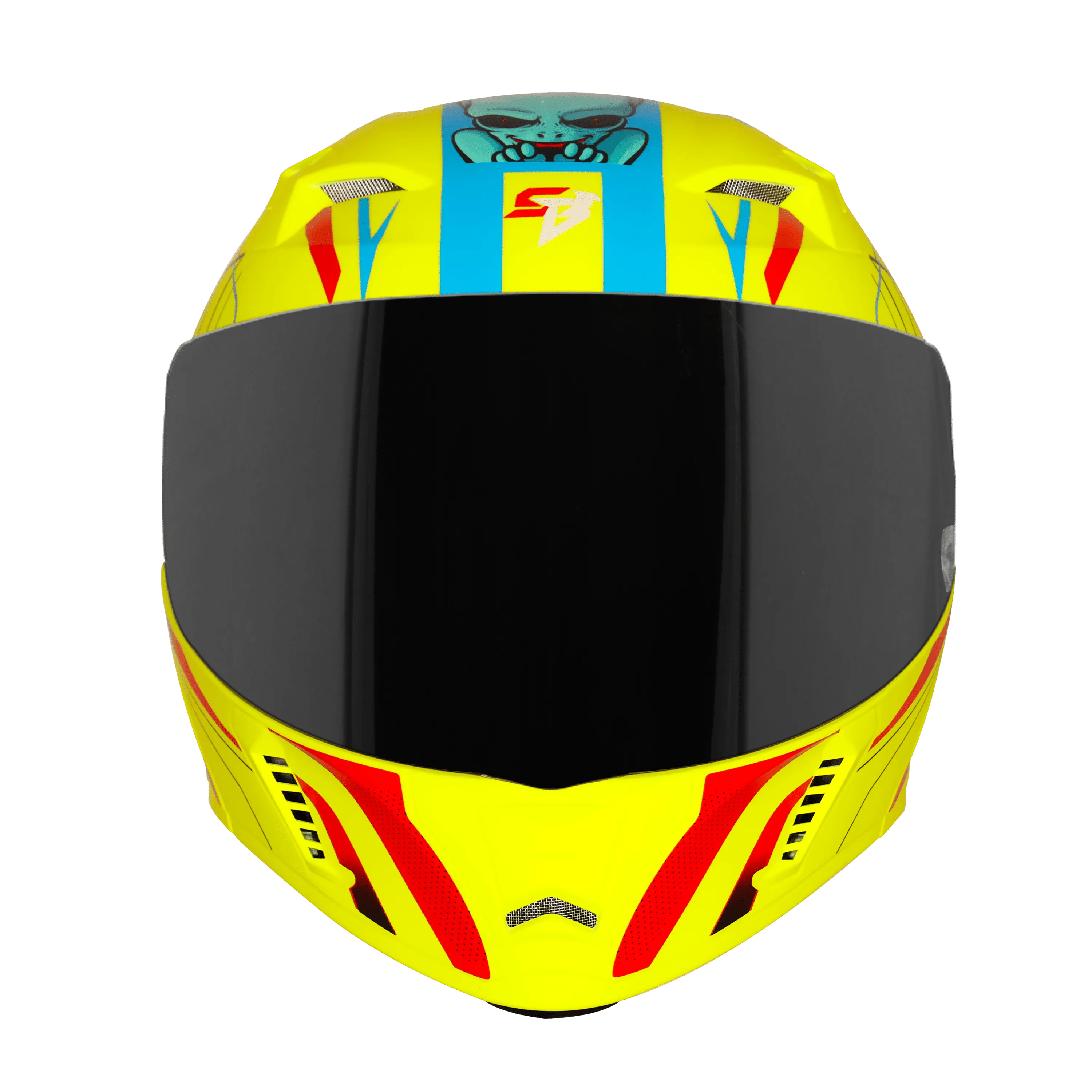 Steelbird Sba 20 Strange Flu Neon Cyan Green Flip Up Helmet