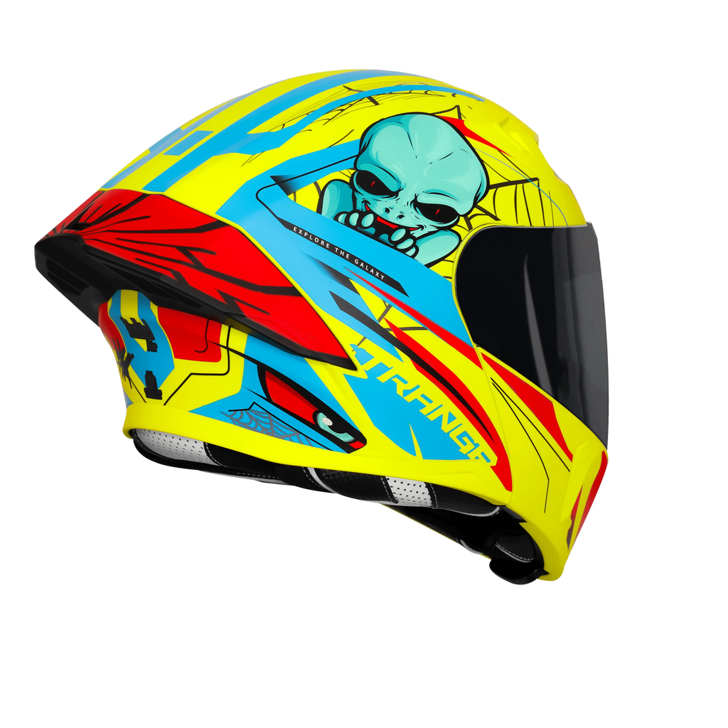 Steelbird Sba 20 Strange Flu Neon Cyan Green Flip Up Helmet